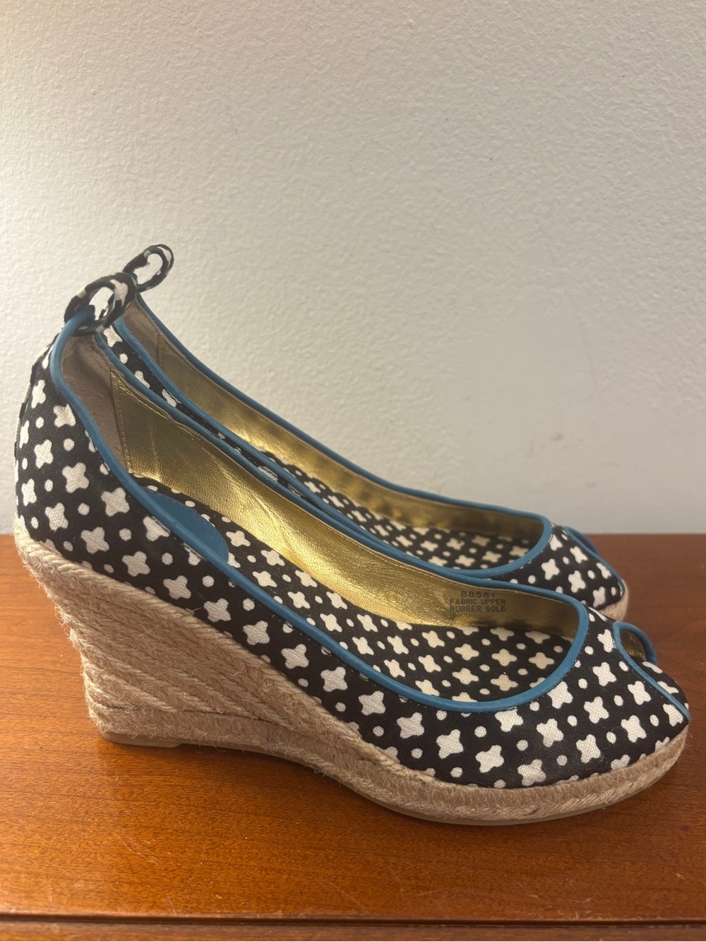 J.Crew Made in Italy Navy Clover Wedge Espadrilles